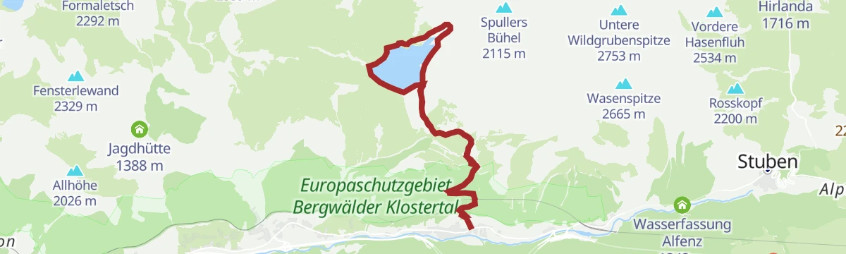 Route map: Klösterle - Spullersee